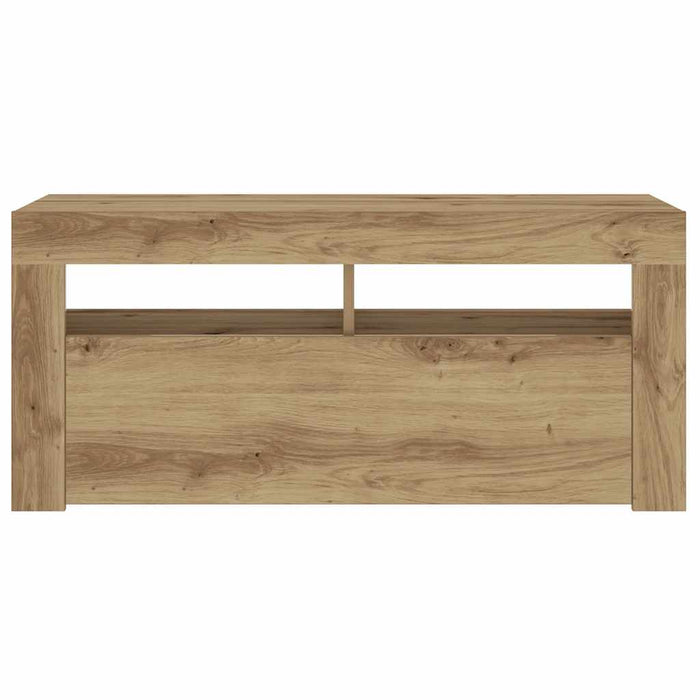 TV Cabinet with LED Lights Artisan Oak 90x35x40 cm Engineered Wood