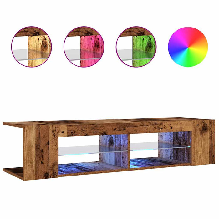 TV Cabinet with LED Lights Old Wood 135x39x30 cm Engineered Wood