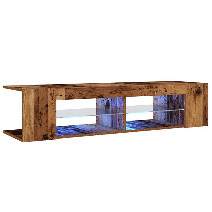 TV Cabinet with LED Lights Old Wood 135x39x30 cm Engineered Wood