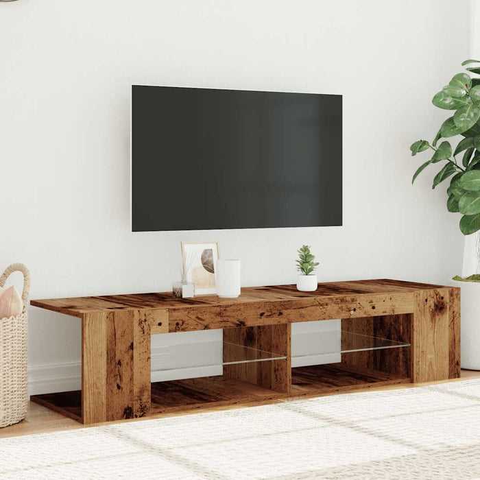 TV Cabinet with LED Lights Old Wood 135x39x30 cm Engineered Wood