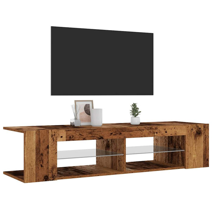 TV Cabinet with LED Lights Old Wood 135x39x30 cm Engineered Wood