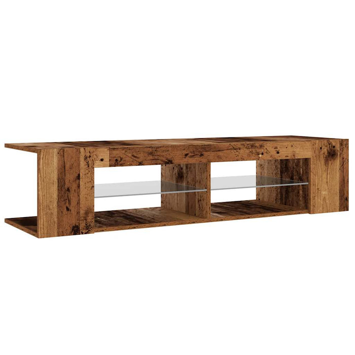 TV Cabinet with LED Lights Old Wood 135x39x30 cm Engineered Wood