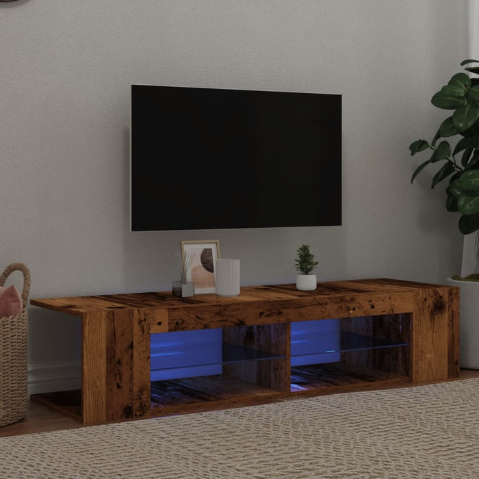 TV Cabinet with LED Lights Old Wood 135x39x30 cm Engineered Wood