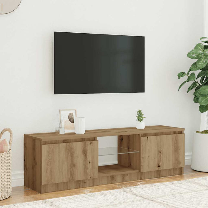 TV Cabinet with LED Lights Artisian Oak 120x30x36 cm Engineered Wood