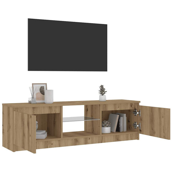 TV Cabinet with LED Lights Artisian Oak 120x30x36 cm Engineered Wood