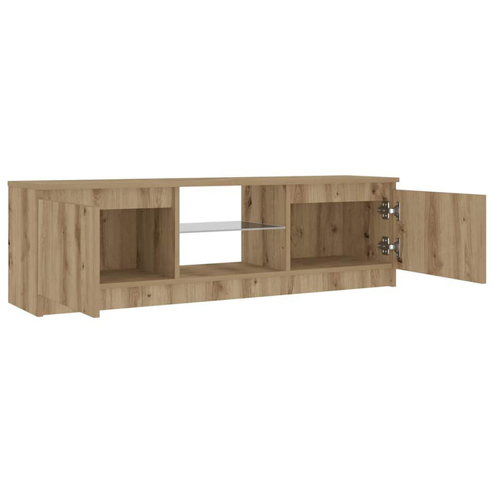 TV Cabinet with LED Lights Artisian Oak 120x30x36 cm Engineered Wood