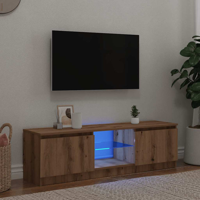 TV Cabinet with LED Lights Artisian Oak 120x30x36 cm Engineered Wood