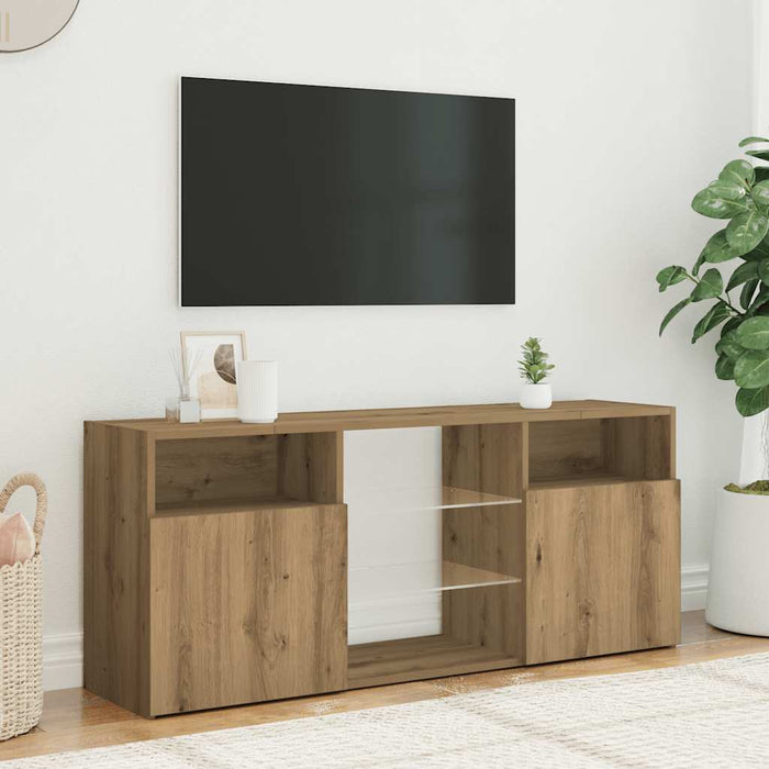 Тумба под телевизор со светодиодной подсветкой Artisian Oak 120x30x50 см Инженерная древесина