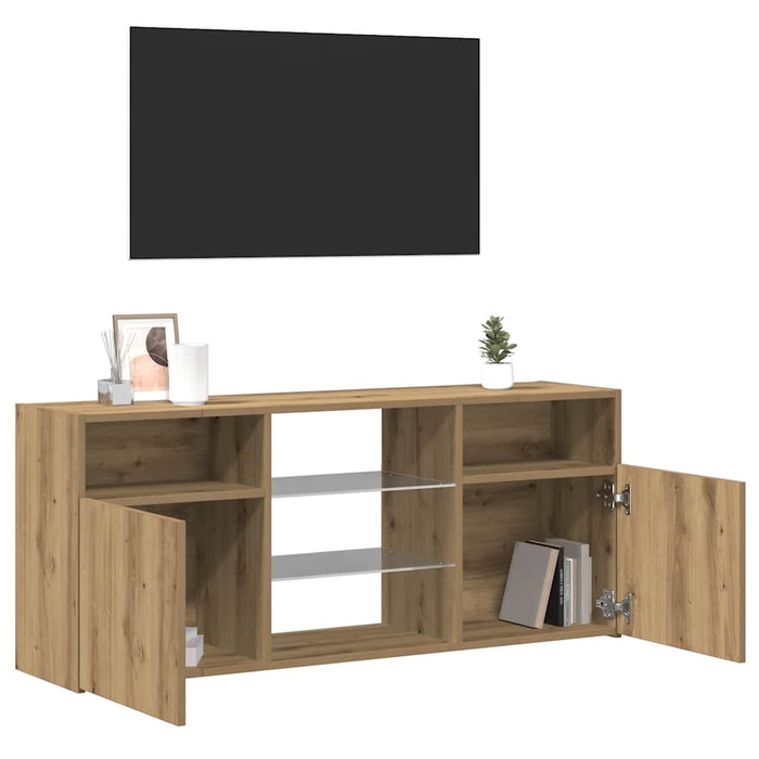 Тумба под телевизор со светодиодной подсветкой Artisian Oak 120x30x50 см Инженерная древесина