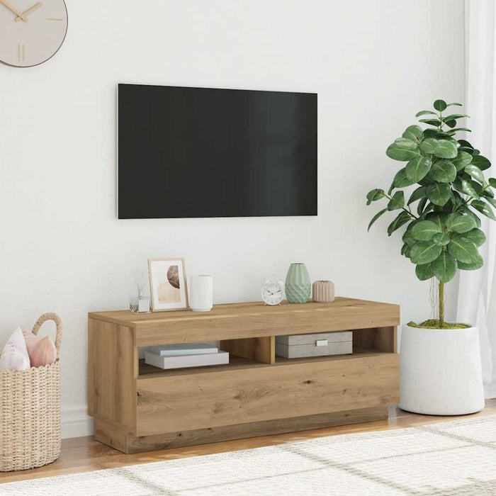 TV Cabinet with LED Lights Artisian Oak 100x35x40 cm Engineered Wood