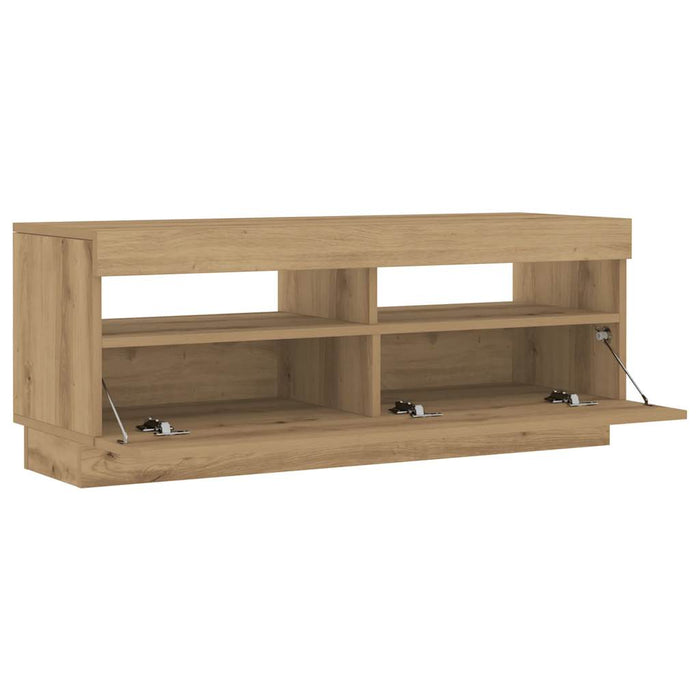 TV Cabinet with LED Lights Artisian Oak 100x35x40 cm Engineered Wood