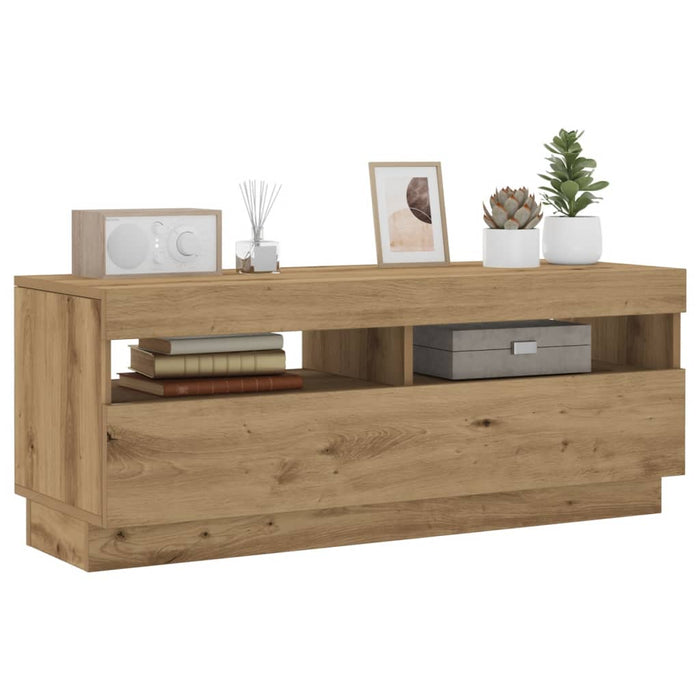 TV Cabinet with LED Lights Artisian Oak 100x35x40 cm Engineered Wood