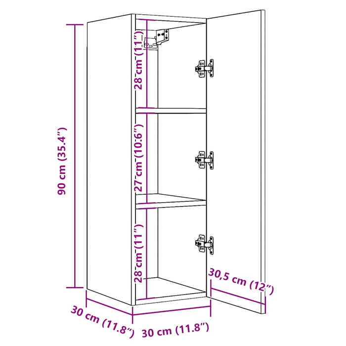 TV Cabinet Old Wood 30.5x30x90 cm Engineered Wood