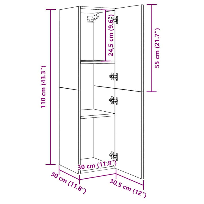 TV Cabinet Old Wood 30.5x30x110 cm Engineered Wood