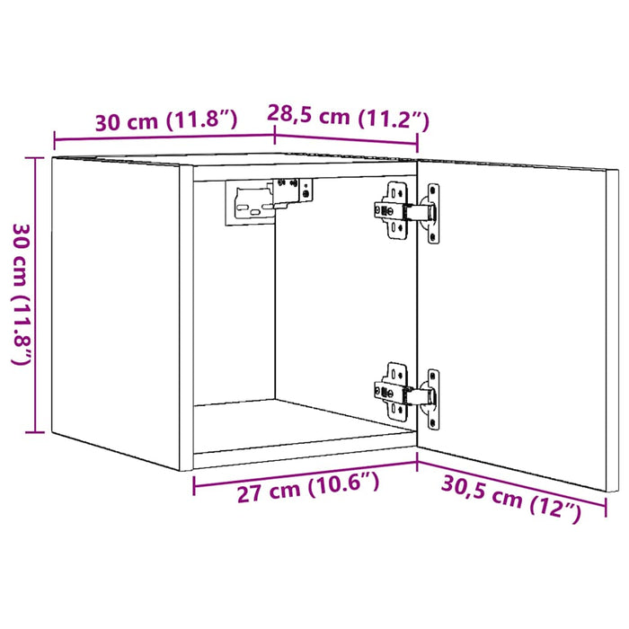 Wall Mounted TV Cabinet Old Wood 30.5x30x30 cm