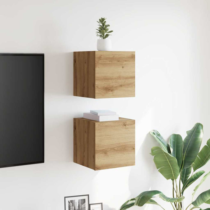 Wall Mounted TV Cabinet 2 pcs Artisan Oak 30.5x30x30 cm