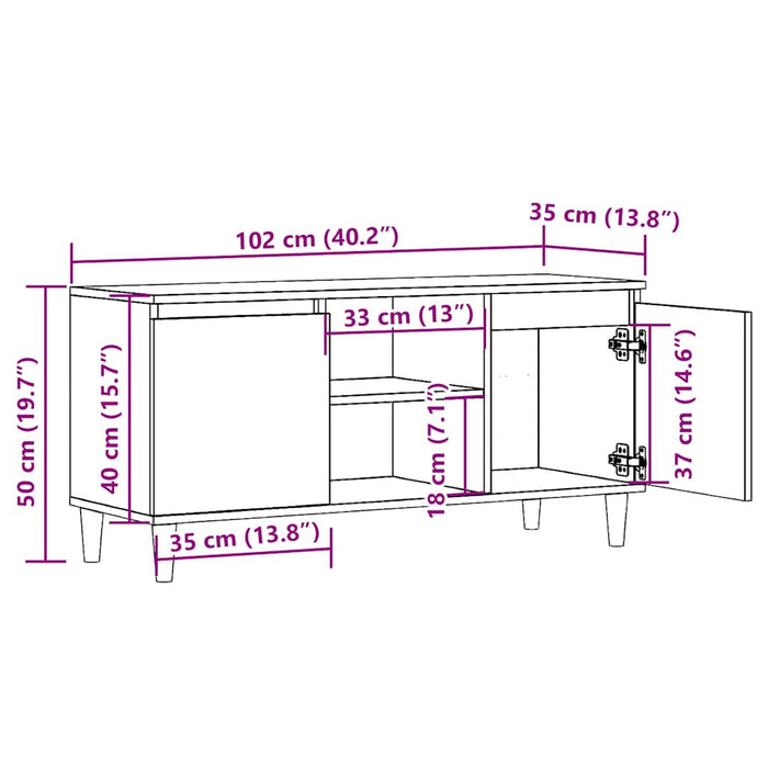 TV Cabinet Artisan Oak 102x35x50 cm Engineered Wood