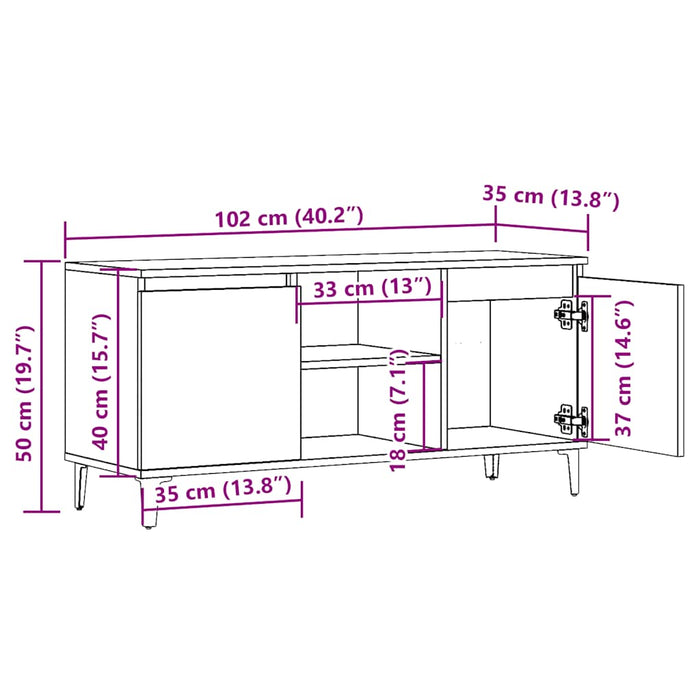 TV Cabinet Artisan Oak 102x35x50 cm Engineered Wood