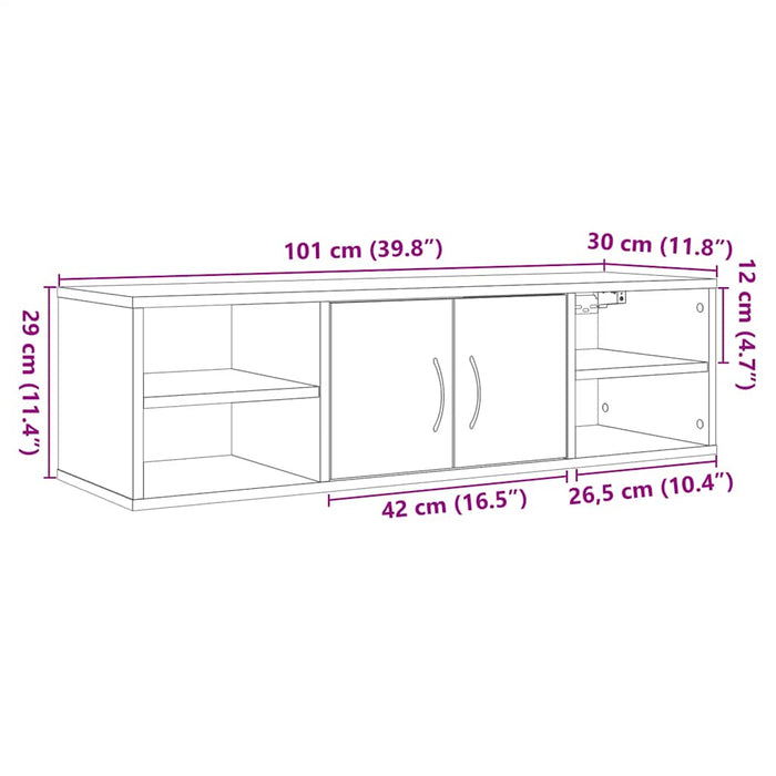 Wall Cabinet Old Wood 101x30x29 cm Engineered Wood