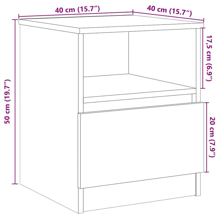 Bedside Cabinet Artisan Oak 40x40x50 cm Engineered Wood