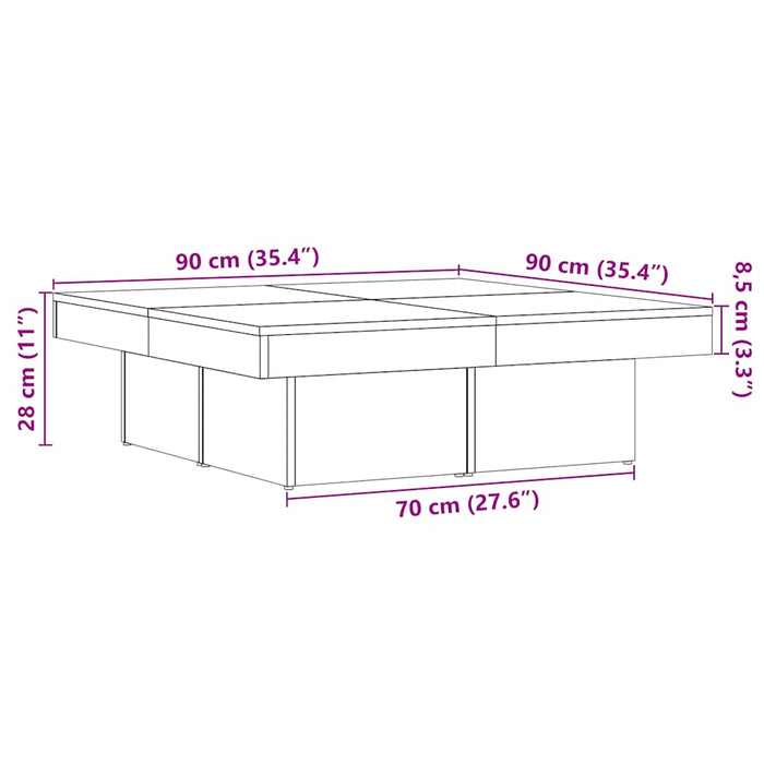 Masuta de cafea Lemn Vechi 90x90x28 cm Lemn de Inginerie