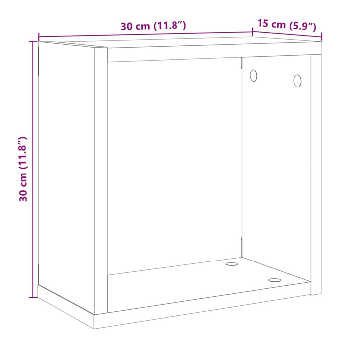 Стенни кубични рафтове 4 бр. Старо дърво 30x15x30 см. Инженерно дърво