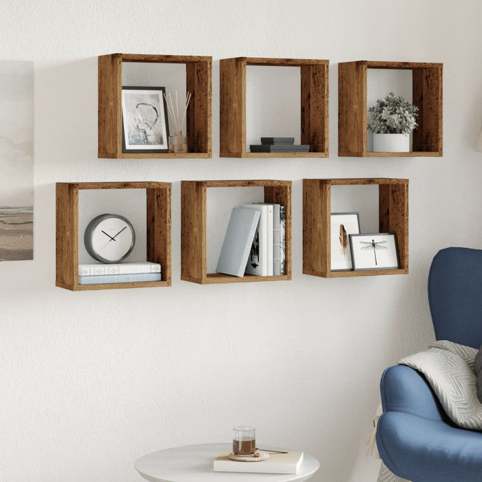 Wall Cube Shelves 6 pcs Old Wood 30x15x30 cm Engineered Wood