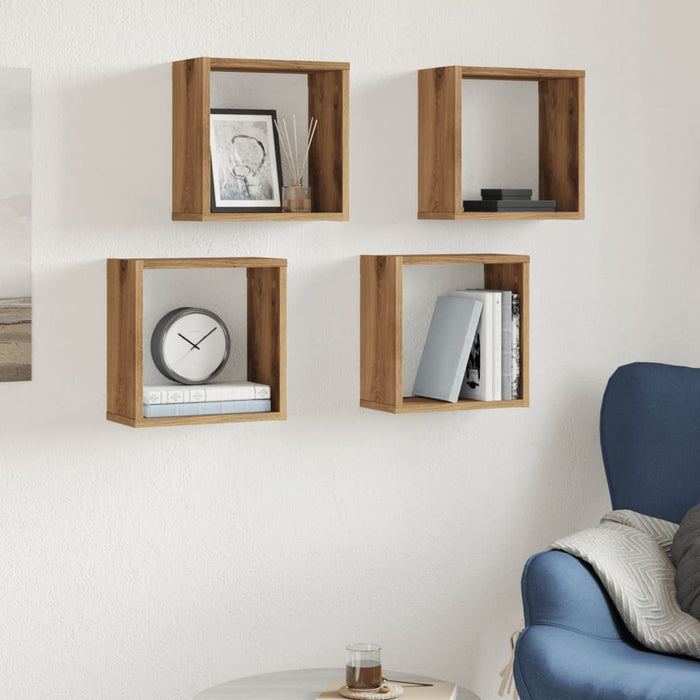 Wall Cube Shelves 4 pcs Artisan Oak 30x15x30 cm Engineered Wood