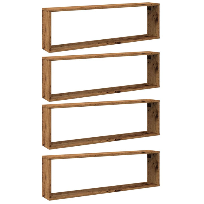 Wall Cube Shelves 4 pcs Old Wood 100x15x30 cm Engineered Wood