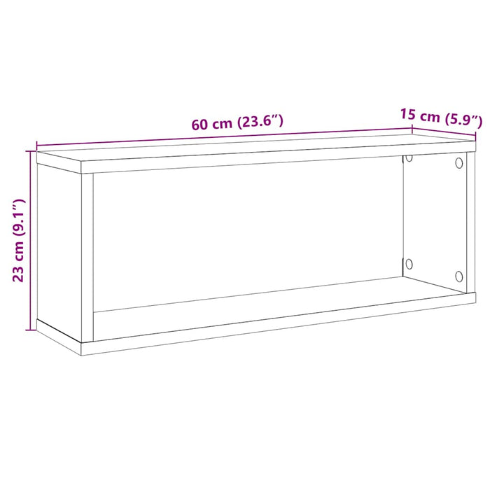 Wall Cube Shelves 4 pcs Old Wood 60x15x23 cm Engineered Wood