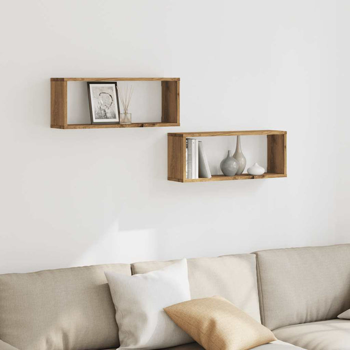 Wall Cube Shelves 2 pcs Artisan Oak 60x15x23 cm Engineered Wood