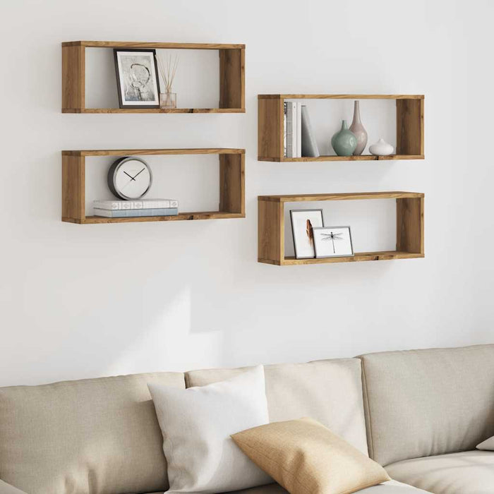 Wall Cube Shelves 4 pcs Artisan Oak 60x15x23 cm Engineered Wood