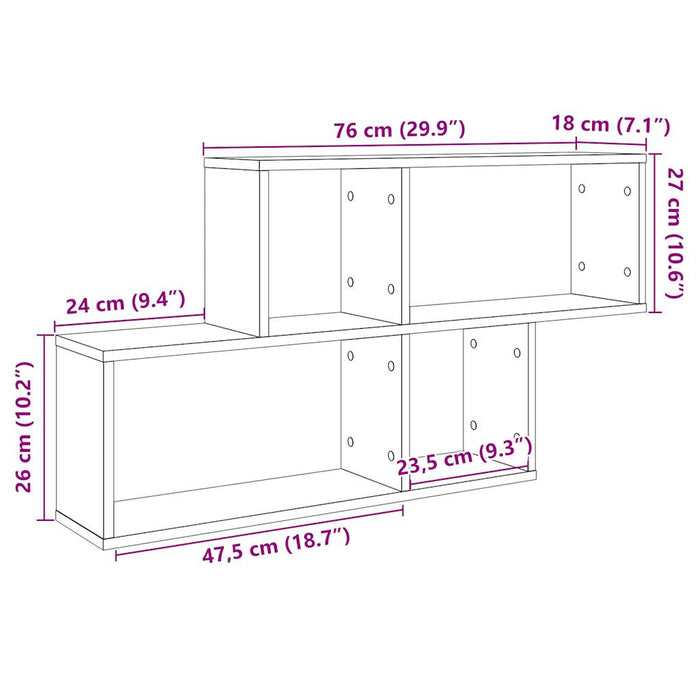 Wall Shelf Old Wood 100x18x53 cm Engineered Wood