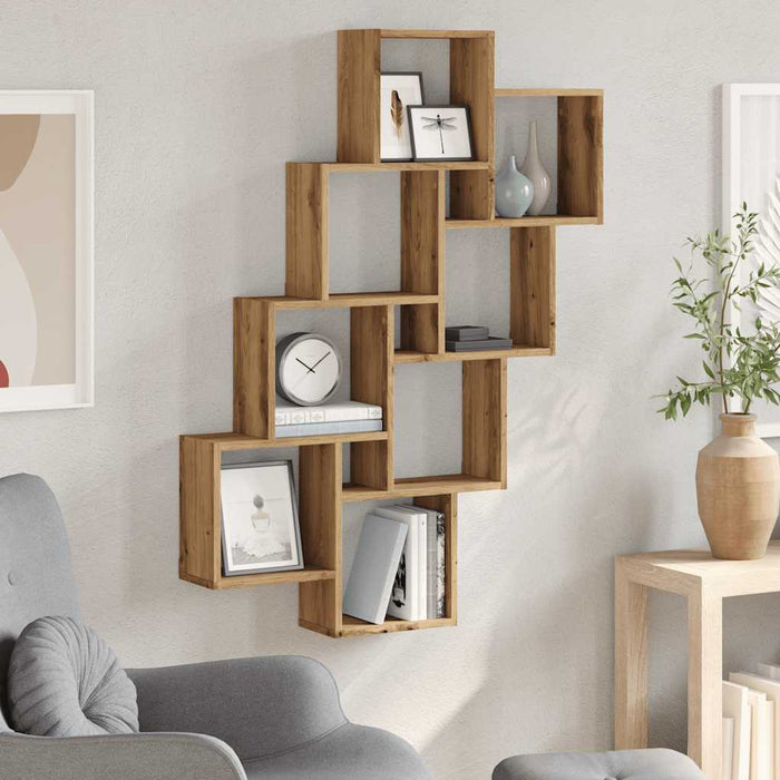 Wall Cube Shelf Artisan Oak 90x15x119.5 cm Engineered Wood