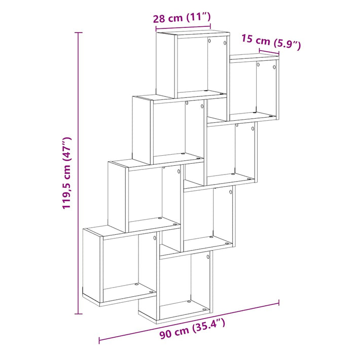 Wall Cube Shelf Artisan Oak 90x15x119.5 cm Engineered Wood