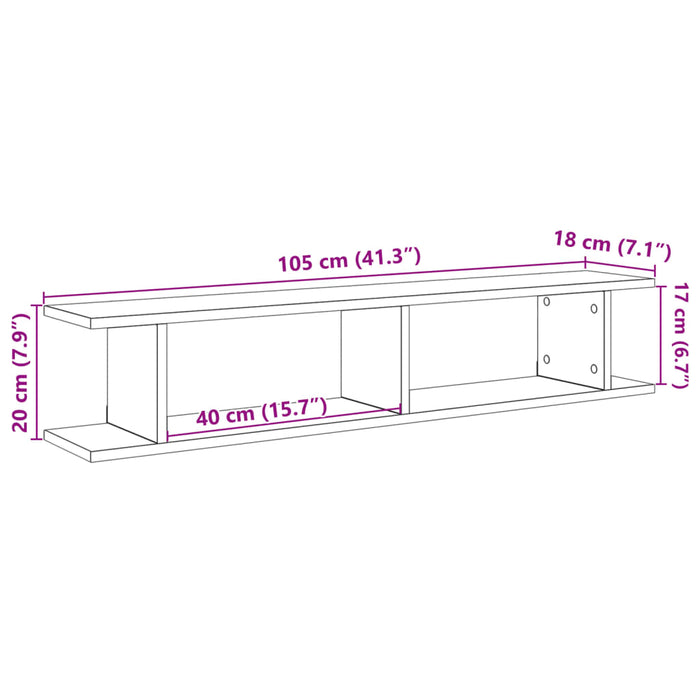 Wall Shelves 2 pcs Old Wood 105x18x20 cm Engineered Wood