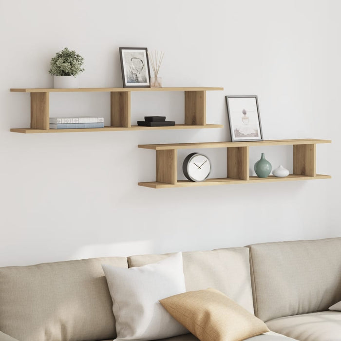 Wall Shelves 2 pcs Artisan Oak 105x18x20 cm Engineered Wood