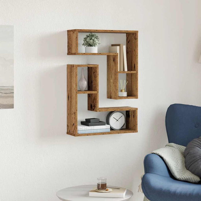 Wall Cube Shelves 2 pcs Old Wood 50x15x50 cm Engineered Wood