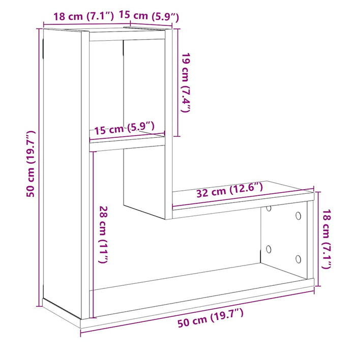 Wall Cube Shelves 2 pcs Old Wood 50x15x50 cm Engineered Wood