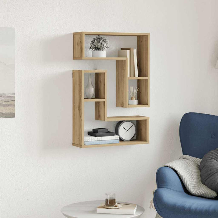 Wall Cube Shelves 2 pcs Artisan Oak 50x15x50 cm Engineered Wood