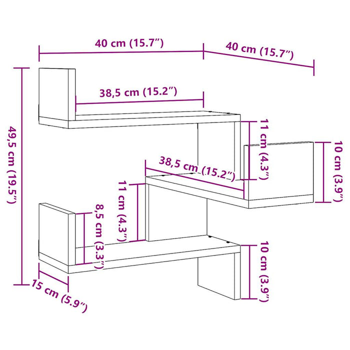 Wall Corner Shelf Old Wood 40x40x49.5 cm Engineered Wood