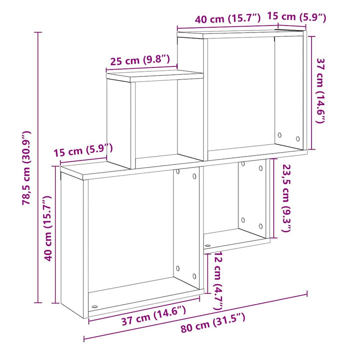 Стенен рафт Старо дърво 80x15x78,5 см. Инженерно дърво