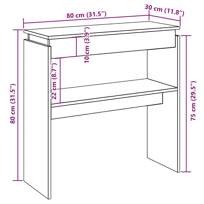 Masa Consolă Stejar Artizanat 80x30x80 cm Lemn Tehnic