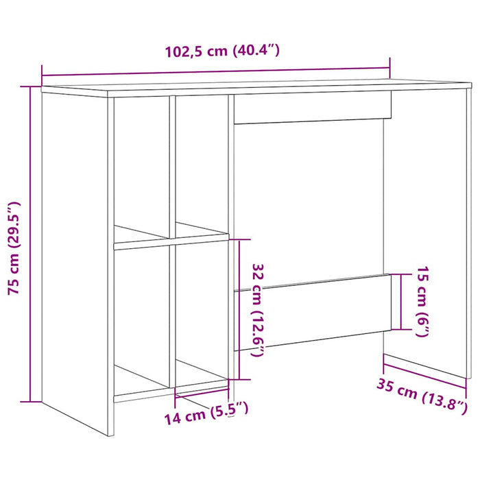 Birou Lemn Vechi 102,5x35x75 cm Lemn de Inginerie