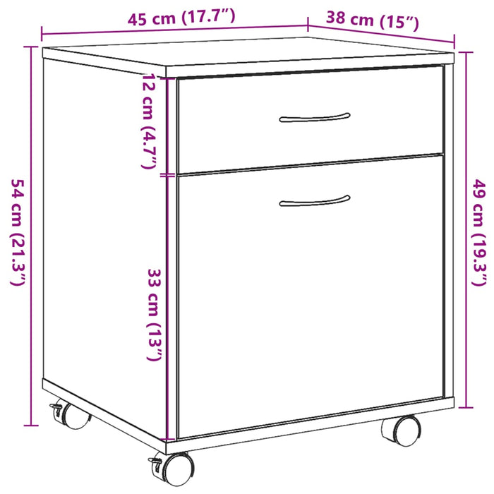 Dulap rulant Lemn Vechi 45x38x54 cm Lemn de Inginerie