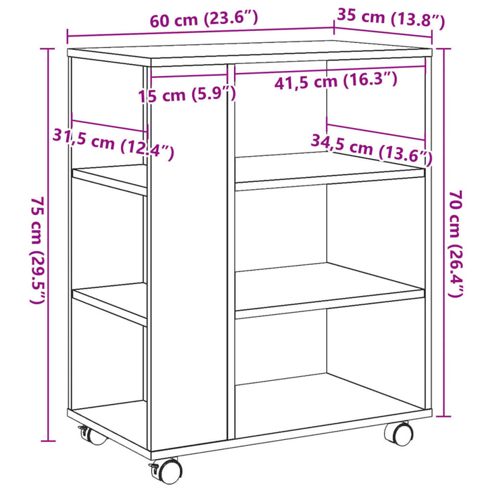 Dulap cu rulou Artisan Stejar 60x35x75 cm Lemn prelucrat