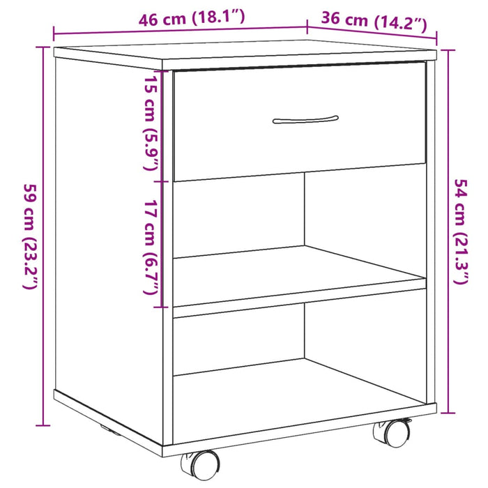 Dulap cu rulou Artisan Stejar 46x36x59 cm Lemn prelucrat