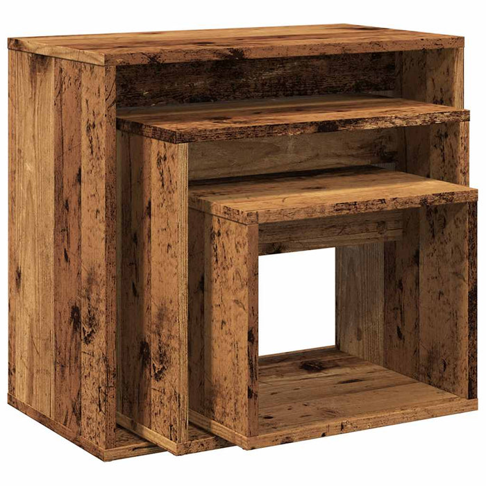 Nesting Tables 3 pcs Old Wood Engineered Wood