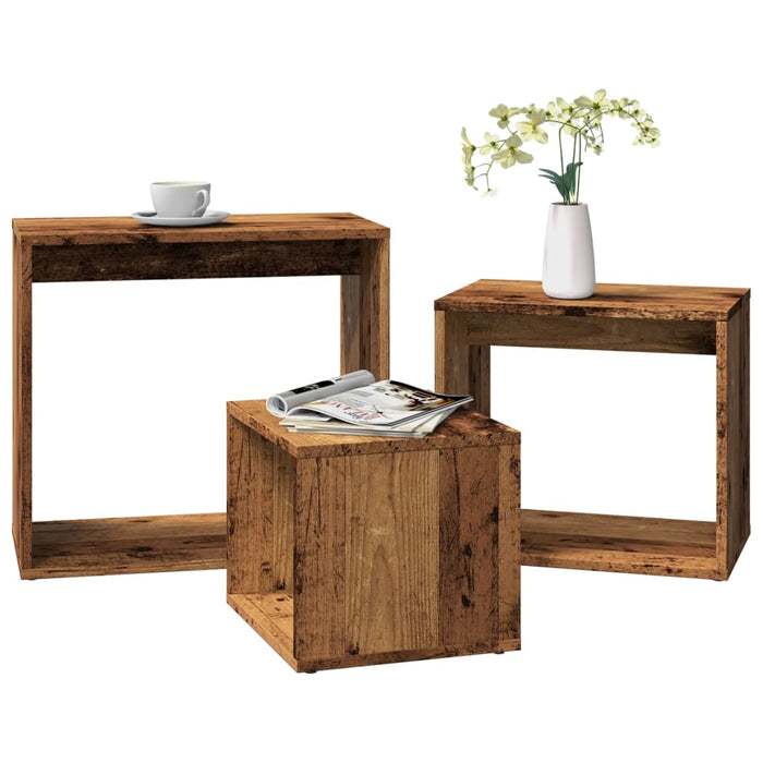 Nesting Tables 3 pcs Old Wood Engineered Wood