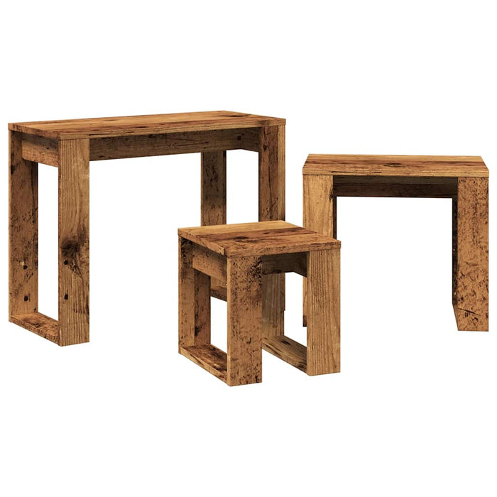 Nest of Tables 3 pcs Old Wood Engineered Wood